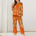 thumbnail image 3 of Kll Hello Summer Print Women'S Long Sleeve Pajamas With Pants Sleepwear Loungewear 2 Set-X-Large, 3 of 9
