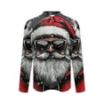 thumbnail image 4 of Fznquz Black Button Up Shirts for Men Christmas Button Down Oversized Long Sleeve Shirts 2025 Xmas Print Men Clothes, 4 of 5
