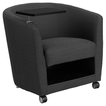 Flash Furniture Fabric Guest Chair With Tablet Arm Front Wheel Casters And Under Seat Storage