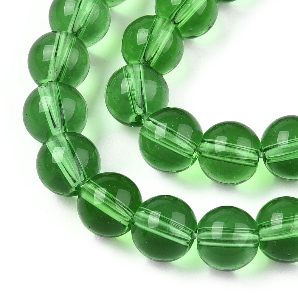 Transparent Glass Beads Strands Round Green 8-8.5mm Hole: 1.5mm 51-53pcs/strand 14.96 inch-15.55 inch(38-39.7cm)