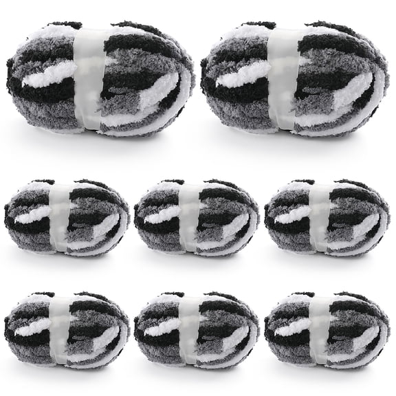 Chunky Yarn for Hand Knitting 8 Pcs Chunky Chenille Yarn Fluffy Jumbo Yarn for Crocheting Super Bulky Thick Blanket Yarn for Crochet Knitting Projects