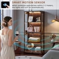 thumbnail image 3 of LELELINKY Farmhouse Display Cabinet with Glass Doors, Curio Cabinet with 3-Color LED Motion-Sensor Light, Walnut, 3 of 10