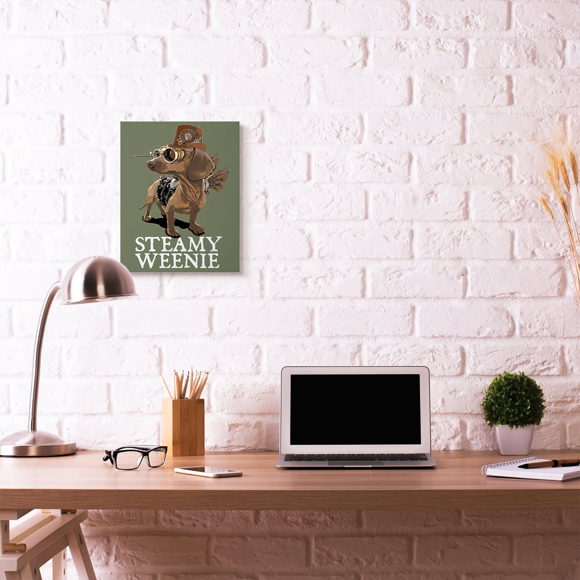 Stupell Home Décor Steamy Weenie Funny Steam Punk Dog Pet Design Canvas Wall Art by Jim Baldwin