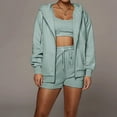 thumbnail image 2 of ShomPort Women's 2 Piece Outfits Fall Long Sleeve Zipper Workout Hoodie Sweatshirt and Shorts Sweatsuit Sets, 2 of 7