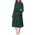 thumbnail image 5 of Women's Long Lapel Warm Bathrobe - Solid Color Thick Fitted Sleepwear Nightgown - Military Green - L, 5 of 5
