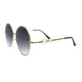thumbnail image 3 of Womens Oversize Round Inlay Tortoise Metal Rim Fashion Sunglasses Gold - Smoke, 3 of 4