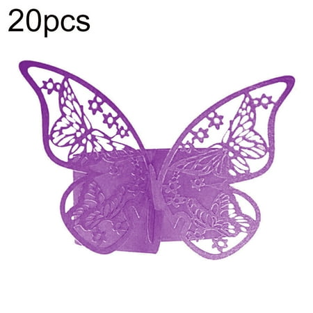 

Wanwan 20Pcs Butterfly Napkin Ring Paper Holder Wedding Banquet Dinner Table Decoration