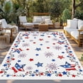 thumbnail image 2 of 4th of July Outdoor Rug for Patio/Deck/Porch, Non-Slip Large Area Rug 5 x 7 Ft, Independence Day Blue Red Star Firework Indoor Outdoor Rugs Washable Area Rugs, Reversible Camping Rug Carpet Runner, 2 of 8
