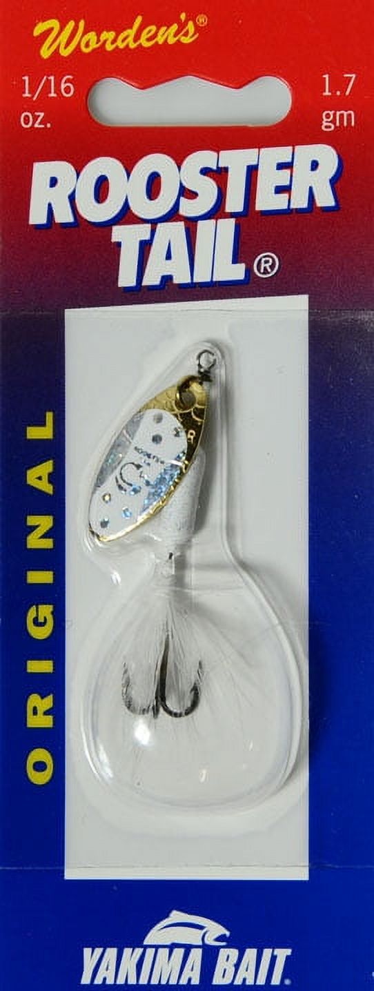 Yakima Bait Worden's Original Rooster Tail, Inline Spinnerbait Fishing Lure, Glitter White Tux, 1/16 oz.