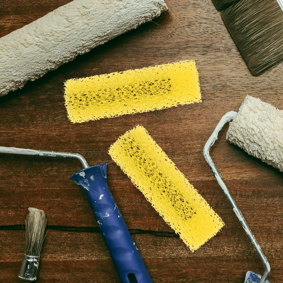 10pcs Large Texture Paint Roller Covers Sponge Brushes for Wall Embossing and Household Painting Yellow