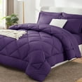 thumbnail image 1 of Juego de edredón CozyLux Queen morado con sábanas, 7 piezas, 1 of 9