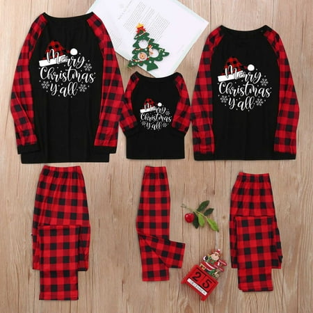 

YYDGH Christmas Pajamas for Family Christmas Pjs Matching Sets Merry Christmas Printed Plaids Tops Pants Set Family Christmas Pajamas