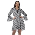 thumbnail image 1 of Moomaya Printed V-Neck Mini Dresses Women Flounce Sleeve Beach Dresses Women, 1 of 6