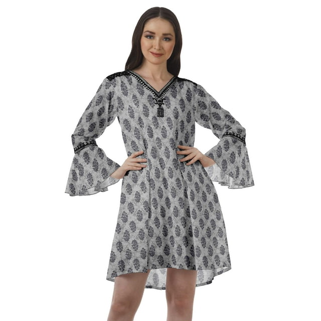 Moomaya Robes à Manches Volantées pour Femmes Robes d'Été Brodées Femmes