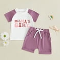 thumbnail image 2 of Ccpelsie Toddler Girl Clothes Summer Outfits Flutter Sleeve Top Set Solid Shorts 2Pcs 1T 2T 3T 4T 5T 6T Kid Girl Clothes(Light Purple,18-24 Months), 2 of 4