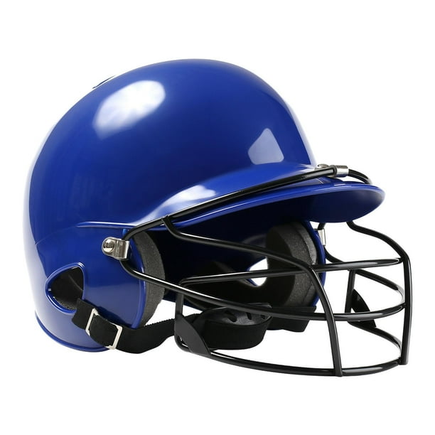 Casco de bateo de béisbol con mascarilla, equipo protector para casco de softbol deportivo Azul