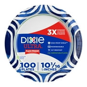 Dixie Ultra Plates, 100 Count HYZ01 (Pack of 1), White/Indigo