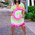 thumbnail image 2 of Usmixi Womens Dresses Plus Size Pocket Swing Hem Tunic Midi Sun Dresses Casual Tie-Dye V-Neck Short Sleeve Knee-Length Summer Dress Multicolor xxxxxl Under $5, 2 of 5