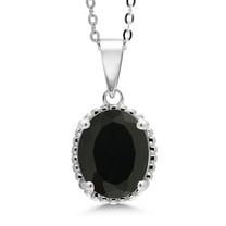 Gem Stone King 925 Sterling Silver Black Onyx Pendant Necklace for Women (3.00 Cttw, Oval 11X9MM, Gemstone December Birthstone, with 18 inch Silver Chain)