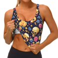 thumbnail image 3 of Pofeuu Skull gold flower Print Sports Bra for Women Sexy Vest Yoga Running Gym Fitness Crop Bras Tops-Medium, 3 of 8