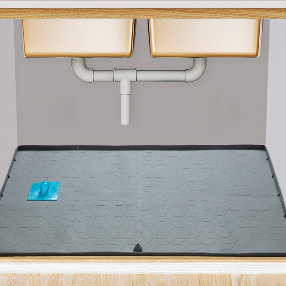 Soonbuy Under Sink Mat with Drain Hole, Under the Sink Drip Tray,34"x22