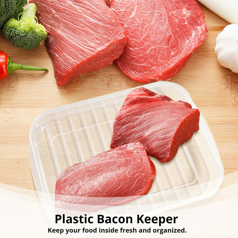 4 Pieces Bacon Keeper, Plastic Bacon Refrigerator Keeper Storage Container  with