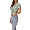 thumbnail image 4 of INSPIRE CHIC Women's Ruched Front Floral Print Short Sleeve Cropped Top XL Mint Green, 4 of 6