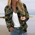 thumbnail image 2 of GXIPO Camo Jacket Women Trendy Bomber Jackets Lightweight Thin Pocket Top Zip up Casual Jacket Dark Green XL, 2 of 5