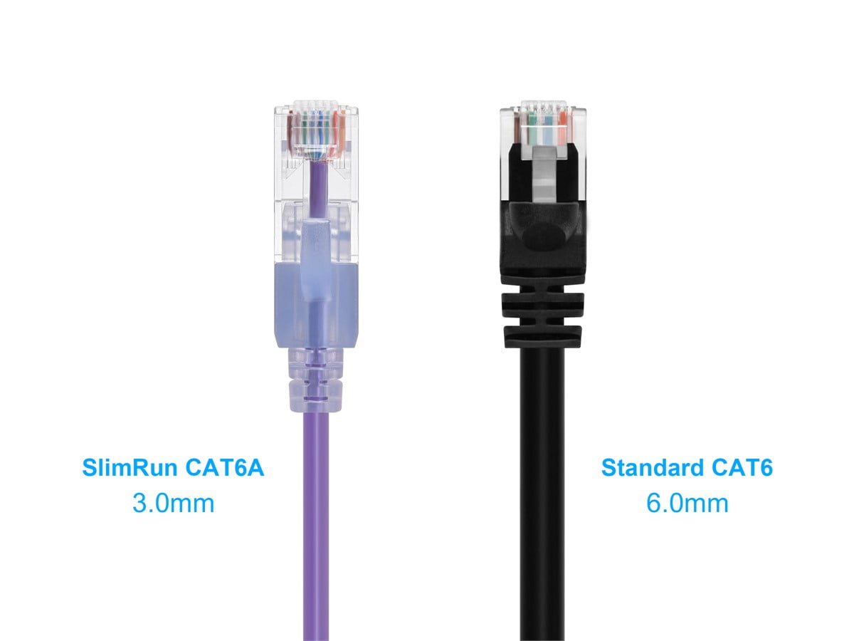 Monoprice Cat6A Ethernet Patch Cable - 7 Feet - Purple (10 Pack) Snagless RJ45 550Mhz UTP Pure Bare Copper Wire 10G 30AWG - SlimRun Series