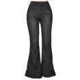 thumbnail image 1 of Women Bell Bottom Jeans Elastic Waist Ripped Flared Jean Destroyed Raw Hem Denim Pants, 1 of 6