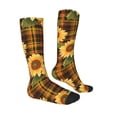 thumbnail image 4 of Lsque Yellow Black Plaid Sunflower Printed Crew Socks Men's Women's LightWeight Thin Casual Calf Socks ,Knee High Socks,Cotton Socks, 4 of 9