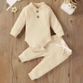 thumbnail image 5 of Byoo New Born Girls Outfits Solid Color Knit Ribbed Long Sleeve Romper Pants Warm Soft Clothing Set Baby Cozy Daily 2 Piece Set, 5 of 10