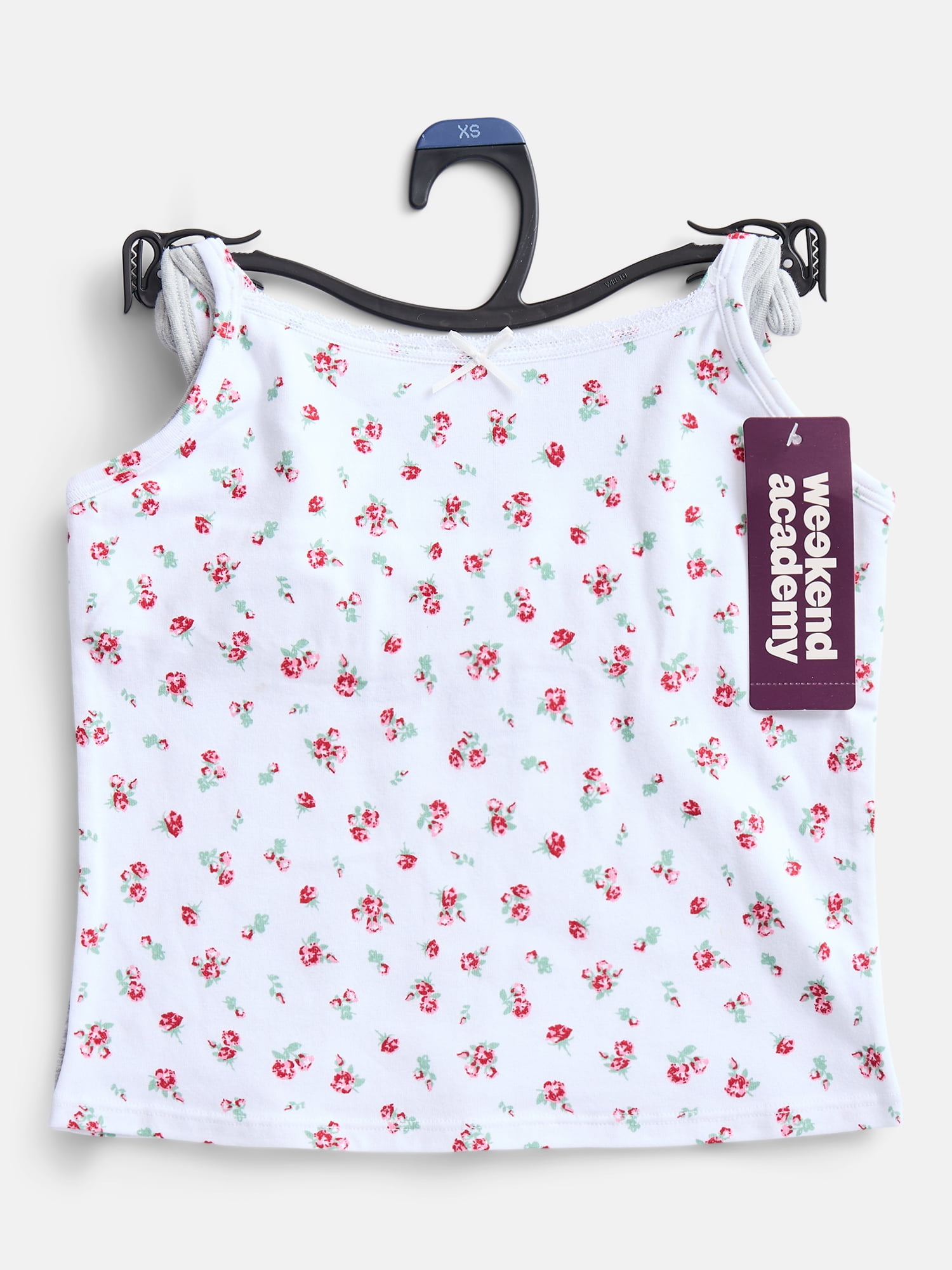 Weekend Academy Girls 2Pk Cotton Lace Trim Cami Tops, Sizes XS to XXL