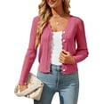 thumbnail image 1 of Shermia Womens Cropped Cardigan Knit Shrugs for Dresses Tops V Neck Button Down Cardigans Sweaters, 1 of 8