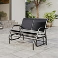 thumbnail image 6 of 2-Person Outdoor Glider Bench, Patio Double Swing Glider with Powder Coated Steel Frame, Porch Rocking Loveseat Chair for Backyard, Lawn, Black, 6 of 6