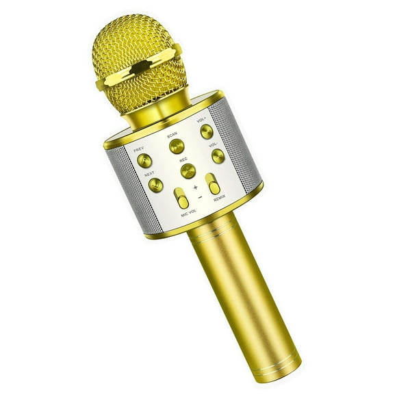 Sans Fil Bluetooth Karaoké Microphone, Portable Portable Machine de Haut-Parleur Karaoké Fête d'Anniversaire Or