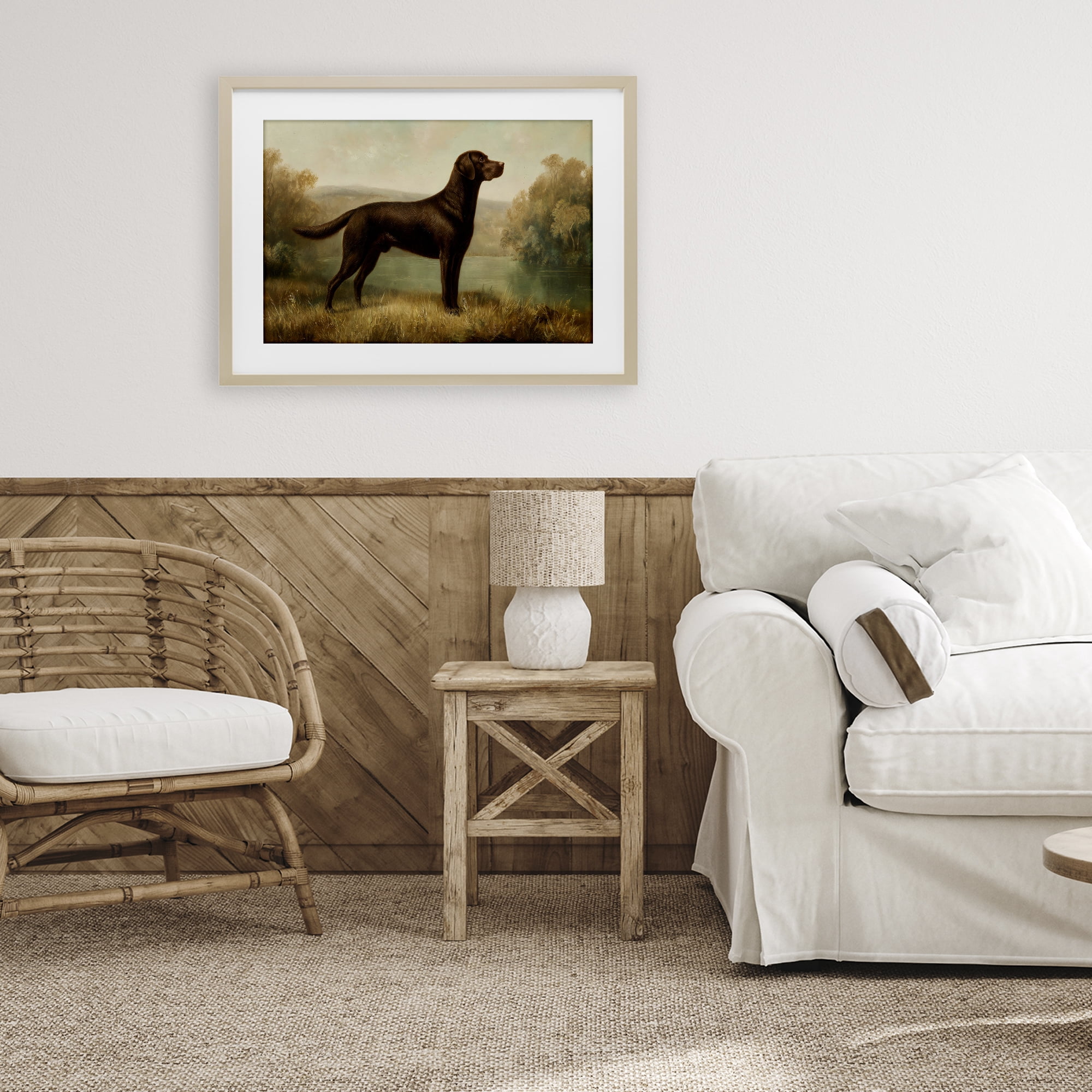 Stupell Industries Chocolate Brown Labrador Birch Framed Print Under Glass, design by Petal Prints Design