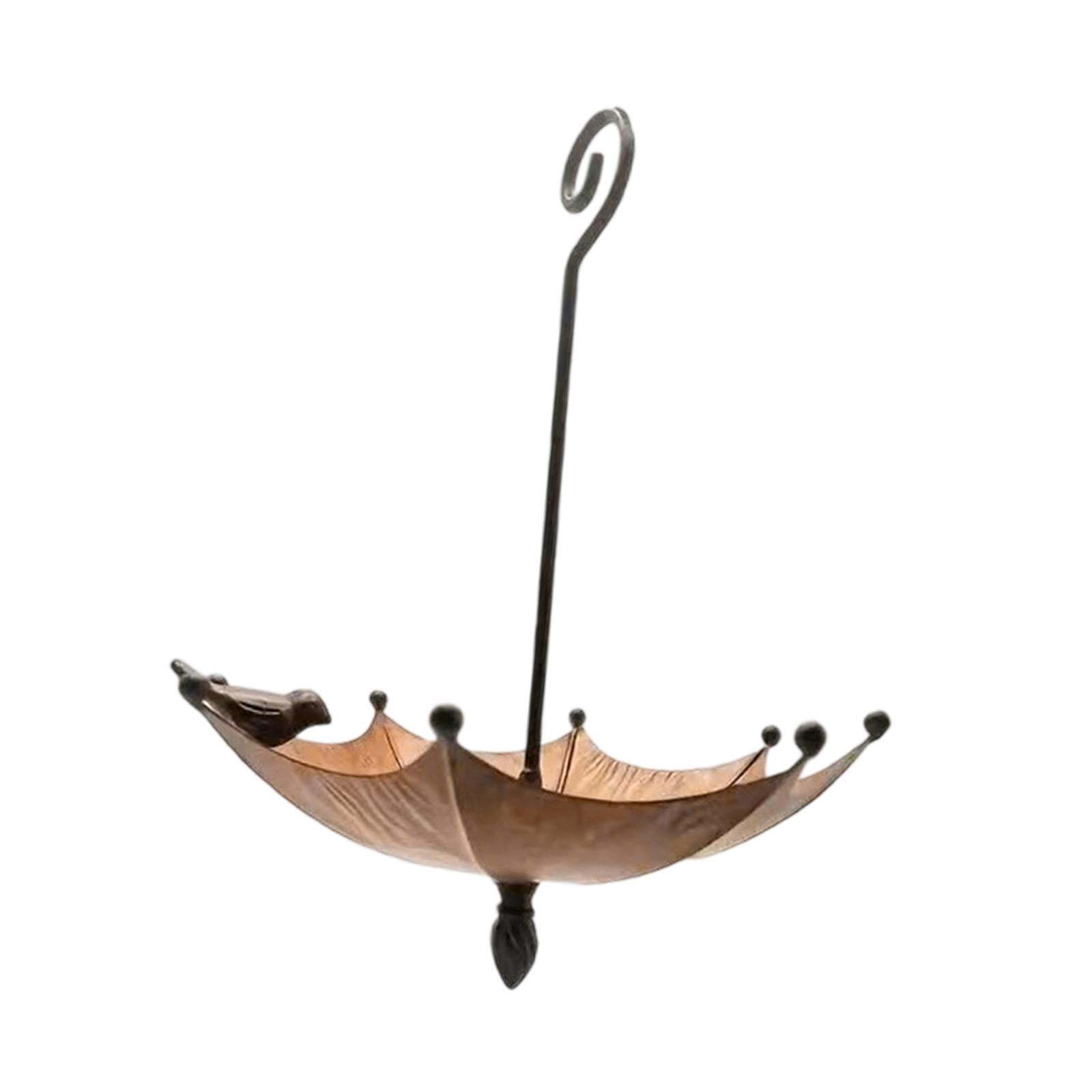 Bothyi Umbrella Shaped Bird Feeder Hanging Iron Decor for Outdoor Courtyard Outside