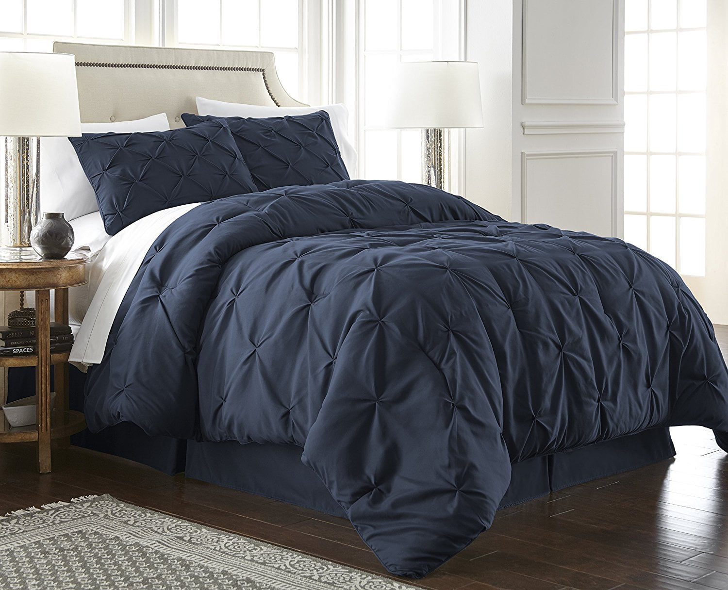 Chezmoi Collection Berlin 3Piece Pinch Pleated Pintuck Duvet Cover Set