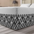 thumbnail image 1 of Geometric Bed Skirt, Minimalist Forms Shaping Internal Squares Mosaic Modern Design Repetition, Elastic Bedskirt Dust Ruffle Wrap Around for Bedding Decor, 4 Sizes, Black and White, by Ambesonne, 1 of 2