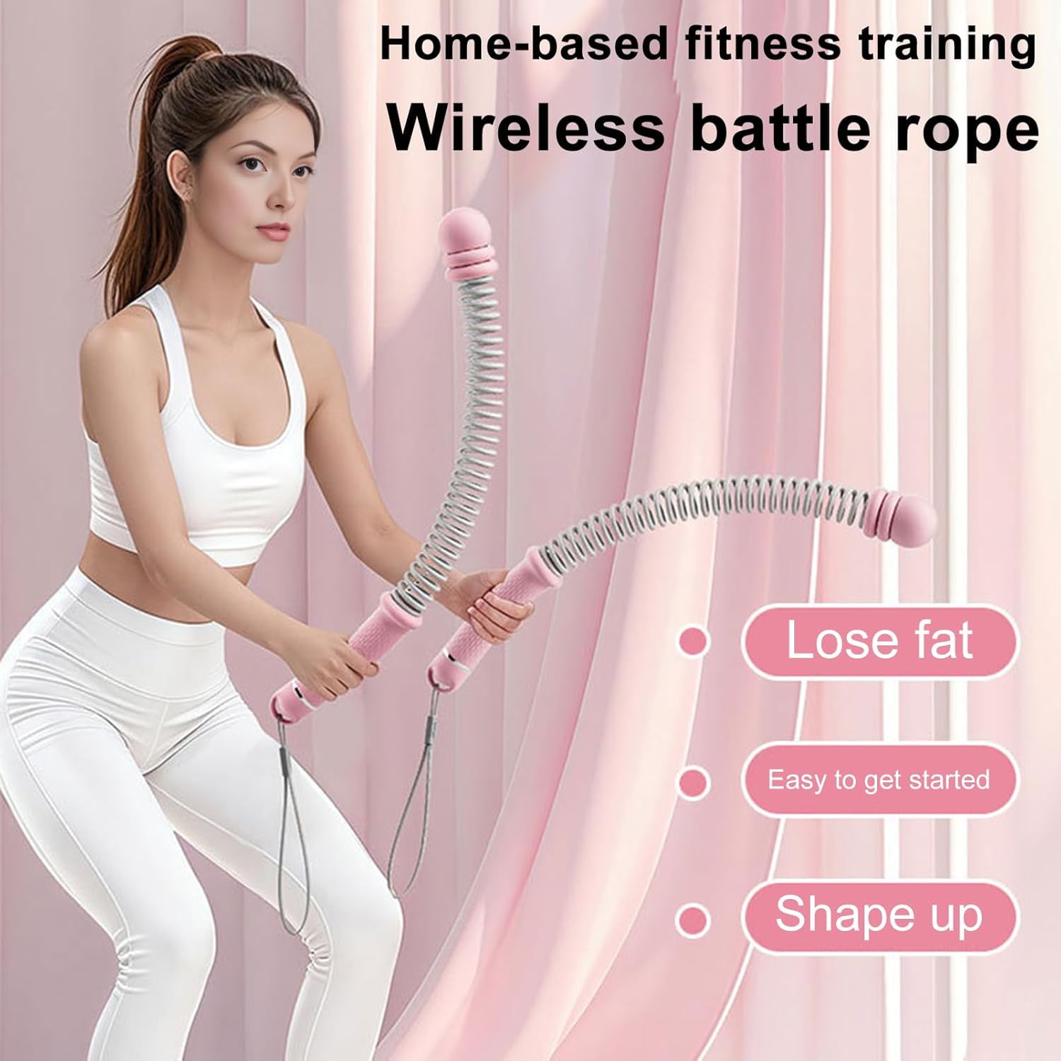 2Pcs Cordless Battle Ropes, 3 Level Weights Adjustable Ropeless Battle Ropes, Weighted Jump Rope