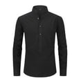thumbnail image 3 of zfhfof Men's Roll Up Long Sleeve Shirt Casual Business Work Dress Shirts Henley T-Shirt Band Collar Vacation Tops with Pocket, 3 of 5