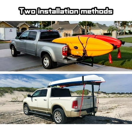 HOUGEET Steel Pickup 2in1 Foldable Truck Bed Extender & Cargo Rack Boat Kayak, Receiver Hitch Rack Extension for Trucks