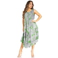 thumbnail image 5 of Sakkas Starlight Fourth Women's Tie Dye Caftan Tank Dress/Cover Up Beach Kaftan - 43-Green - One Size, 5 of 5