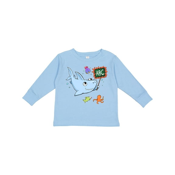 Inktastic Teacher Shark with School of Fish Boys or Girls Long Sleeve Toddler T-Shirt