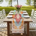 thumbnail image 3 of Vintage Ethnic Short Table Runner 60 Inches Long,Boho Tribes Modern Orange Middle Century Cotton Linen Table Runners Dresser Scarves,Tabletop Scarf Furniture Cover for Home Dinner Party Decor 13"x60", 3 of 8
