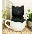 thumbnail image 6 of Lifelike Adorable Black Kitten Cat in White Tea Cup Pet Pal Figurine 5.75" Tall, 6 of 6