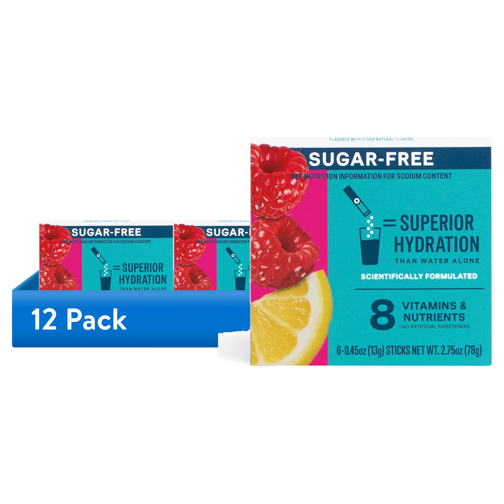 (12 pack) Liquid I.V.® Raspberry Lemonade Hydration Multiplier® Sugar-Free Powdered Electrolyte Drink Mix, 6 Count Packets