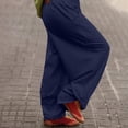 thumbnail image 4 of FUNUONY Womens Wide Leg Barrel Pants Elastic High Waisted Trousers Loose Casual Palazzo Pants with Pockets Cropped Relax Fit Trouser Ankle Pants Elastic Waisted Lightweight Harem Pants Navy M, 4 of 9