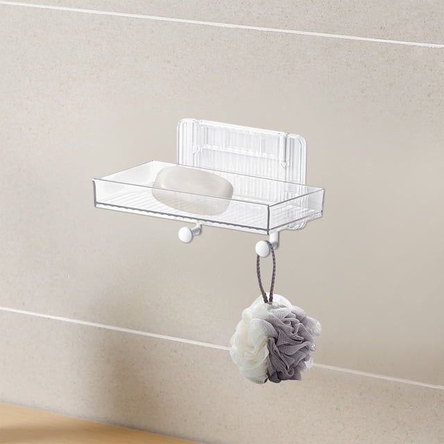 Estantes de baño de plástico transparente para pared, adhesivos, sin taladros, 3 tamaños: 20 x 12 x 12 cm, 30 x 12 x 12 cm, 40 x 12 x 12 cm, organizador de una sola pieza.